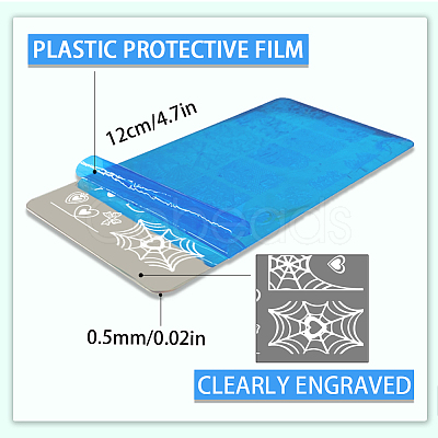 Stainless Steel DIY Nail Art Templates MRMJ-WH0092-095-1