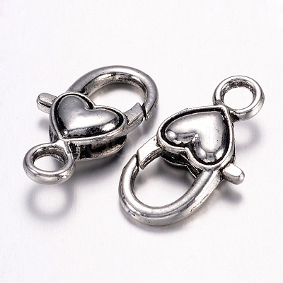 Tibetan Style Alloy Heart Lobster Claw Clasps X-LF013Y-1