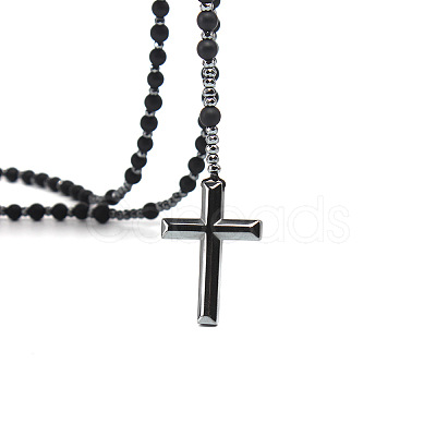 Black Labradorite & Black Hematite Pendant Necklaces PW-WG39403-01-1