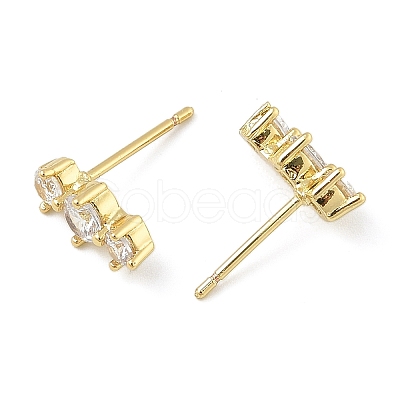 Brass Micro Pave Clear Cubic Zirconia Stud Earrings EJEW-R016-26G-14-1