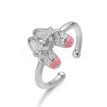 Brass Micro Pave Cubic Zirconia Enamel Cuff Open Rings WGB47C4-04-1
