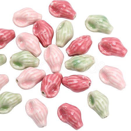 30Pcs 3 Colors Handmade Porcelain Beads PORC-PA0001-14-1