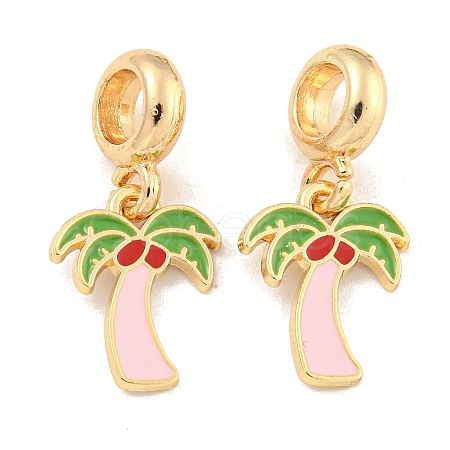 Rack Plating Alloy Enamel Coconut Tree European Dangle Charms FIND-B034-51G-02-1