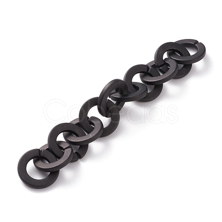 Handmade Opaque Spray Painted Acrylic Round Link Chains AJEW-JB00846-03-1