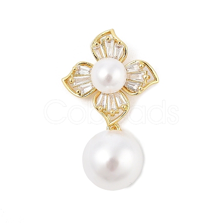 Brass Micro Pave Cubic Zirconia Pendants KK-P299-12G-1
