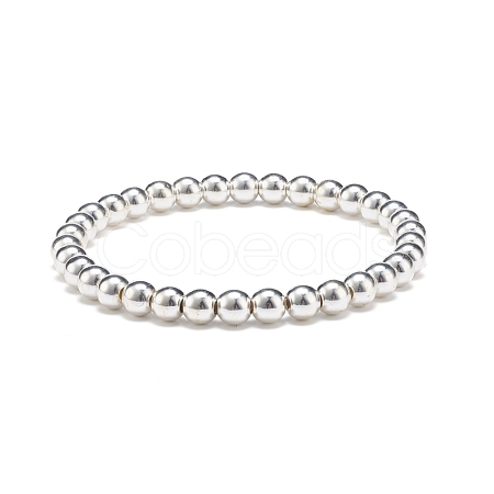 Synthetic Hematite Round Beaded Stretch Bracelet BJEW-JB08582-02-1