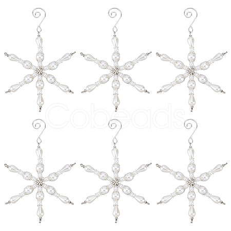 Snowflake Glass Pendant Decoration HJEW-GO00054-1