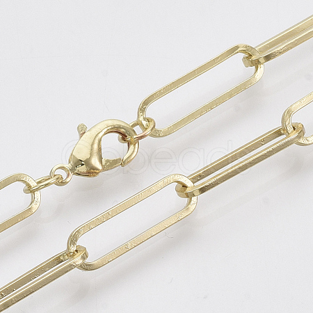 Brass Flat Oval Paperclip Chain Necklace Making MAK-S072-07A-LG-1