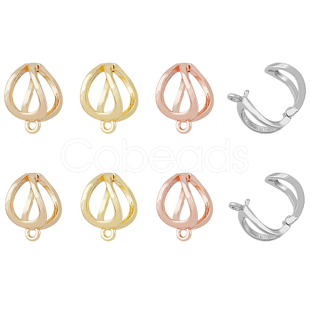 SUPERFINDINGS 16Pcs 8 Style Rack Plating Brass Clip-on Earring Findings KK-FH0005-37-1