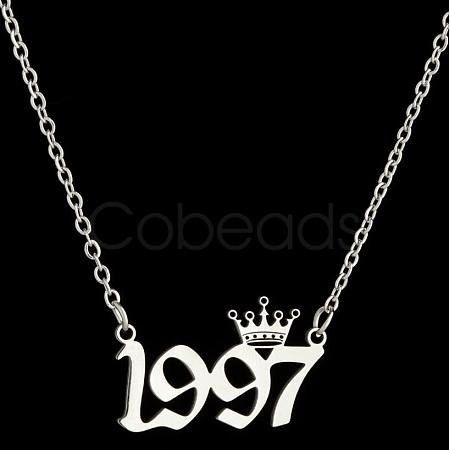 Crown Birth Year 201 Stainless Steel Pendant Necklaces for Women FS-WG4E8F2-58-1