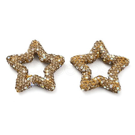 Star Shape Polymer Clay Rhinestone Beads CLAY-NH0001-06E-1