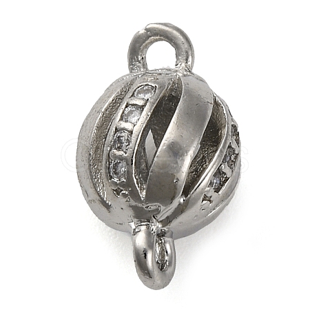 Brass Micro Pave Clear Cubic Zirconia Connector Charms KK-A230-06D-P-1