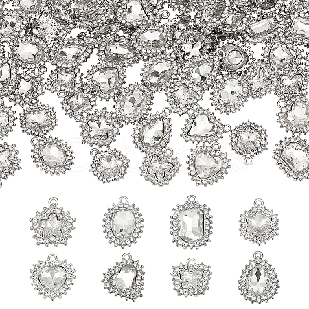 40Pcs 8 Styles Alloy Rhinestone Pendants ALRI-NB0001-19P-1