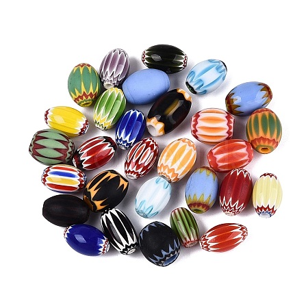 Handmade Millefiori Glass Barrel Beads LA-N002-05F-1