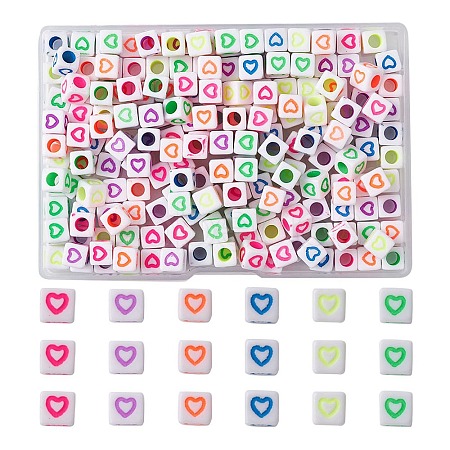 210Pcs 6 Colors Opaque White Acrylic European Beads MACR-YW0002-75A-1