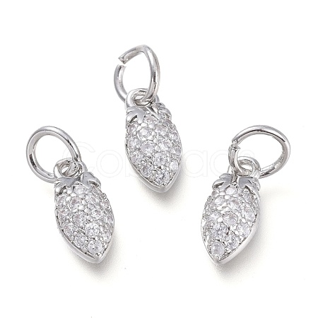 Brass Micro Pave Clear Cubic Zirconia Pendants X-KK-P188-R01-P-1