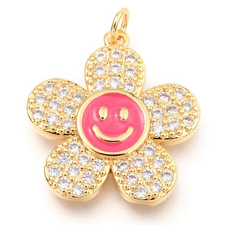 Brass Micro Pave Clear Cubic Zirconia Pendants KK-I683-05B-1