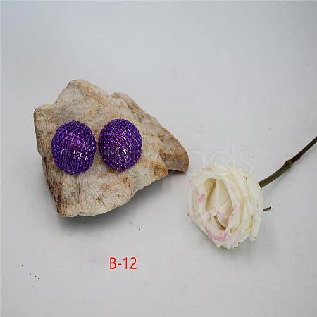 Alloy Rhinestone Half Round Stud Earrings FS-WGCEA49-14-1
