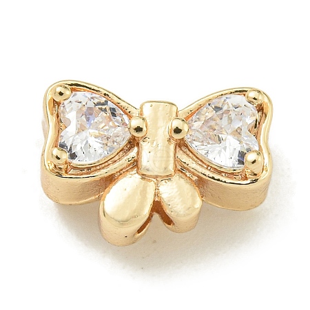 Rack Plating Brass Micro Pave Cubic Zirconia Bead KK-K386-19G-1
