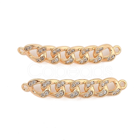 Brass Micro Pave Clear Cubic Zirconia Connector Charms KK-L223-016G-1
