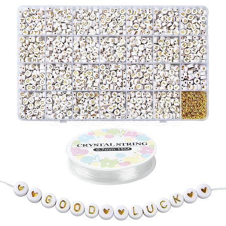 DIY Letter & Heart Acrylic & Plastic Stretch Bracelet Beaded Necklace Making Kit DIY-YW0008-42-1