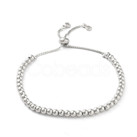 Adjustable Brass Round Beaded Slider Bracelets BJEW-D039-31A-P-1