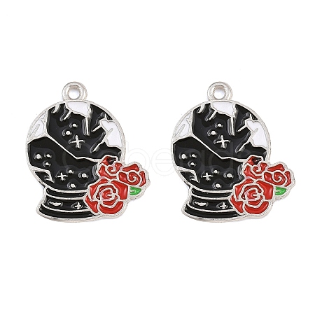 Alloy with Black Enamel Pendants AL-CBA2919-02P-06-1