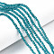 Glass Beads Strands, Faceted, Rondelle, Light Sea Green, 3.5~3.8x3mm, Hole: 0.4mm, about 113~115pcs/strand, 32~33cm