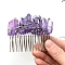 Natural Crystal Hair Combs, with Alloy Crown Hair Bands, for Women Girls, Lilac, 78x37mm