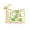 Brass Enamel Charms, with Jump Ring, Candy with Word Sweet Charms, Long-Lasting Plated, Lead Free & Cadmium Free, Rack Plating, Real 18K Gold Plated, Spring Green, 10.5x13.5x5.5mm, Hole: 3mm