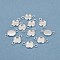 201 Stainless Steel Cabochon Connector Settings, Plain Edge Bezel Cups, Flat Round, Silver, Tray: 6mm, 13.5x8x1.5mm, Hole: 1.5mm