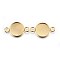 201 Stainless Steel Cabochon Connector Settings, Plain Edge Bezel Cups, Flat Round, Real 24K Gold Plated, Tray: 10mm, 19x12x2mm, Hole: 2mm