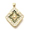 Brass Micro Pave Cubic Zirconia Acrylic Pendants, Clover Charms, Dark Green, 27x20x4.5mm, Hole: 2x4mm