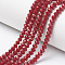 Opaque Solid Color Glass Beads Strands, Faceted, Rondelle, FireBrick, 8x6mm, Hole: 1mm, about 63~65pcs/strand, 39~40cm