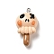 Opaque Resin Pendants, Halloween Charms with Platinum Tone Alloy Loops, Beige, Skull Lollipop, 33.5x18.5x9mm, Hole: 1.5mm