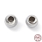 925 Sterling Silver Beads, Cat Eye Beads, Corrugated Style Beads, Round, Platinum, 4x3mm, Hole: 1.6mm