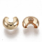 Brass Crimp Beads Covers, Nickel Free, Real 18K Gold Plated, 5.2~5.5x3mm, Hole: 1.6mm