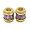 Rack Plating Brass Micro Pave Cubic Zirconia European Beads, Long-Lasting Plated, Lead Free & Cadmium Free, Column, Real 18K Gold Plated, Lilac, 11.5x10mm, Hole: 4.5mm