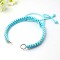 Nylon DIY Bracelet Making, with Brass Rings, Platinum, Cyan, 140~175x4~7.5mm