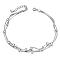 SHEGRACE 925 Sterling Silver Anklet with Triple Layered Chain and Beads, Platinum, 8-1/4 inch(21cm)