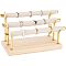 3-Tier Wood Detachable Ring Organizer Holder, Foam Bar Ring Display stands, coverd by Velvet, with Golden Tone Alloy Findings, BurlyWood, finish product: 21x10x11cm, about 10pcs/set