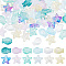 SUNNYCLUE 120Pcs 12 Style Transparent Spray Painted Glass Beads, Starfish & Fish, Mixed Color, 14x10~15x5.5~6.5mm, Hole: 1mm, 10pcs/color