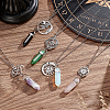 5Pcs 5 Style Glass Imitation Gemstone Bullet Pendant Necklaces Set NJEW-GA0001-04-5