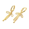 Bowknot Brass Micro Pave Clear Cubic Zirconia Hoop Earrings for Women EJEW-A040-02G-2