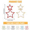 FIBLOOM 6 Pairs 6 Colors Alloy Hollow Star Dangle Stud Earrings with Rhinestone for Women EJEW-FI0001-87-2