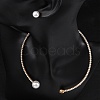 Round Plastic Imitation Pearl Stud Earrings & Heart Cubic Zirconia Rhinestone Cuff Choker Necklaces Sets SJEW-U003-08G-2