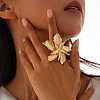 Flower Alloy Adjustable Rings for Women RJEW-B108-01KCG-1