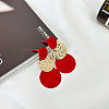 Flat Round Alloy Dangle Stud Earrings FS-WGB25D4-03-1