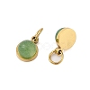 Ion Plating(IP) Natural Green Aventurine Half Round Charms with Jump Ring STAS-A097-05G-08-2