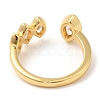 Rack Plating Brass Pave Clear Cubic Zirconia Open Cuff Rings for Women RJEW-Q770-31G-2